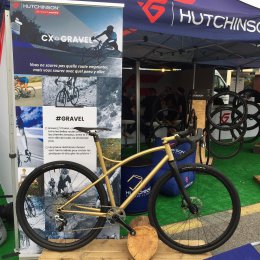 Have a look at @hutchinsontires booth at @rocmtb for the new Black Mamba CX 700x38 tires on our gold gravel bike.