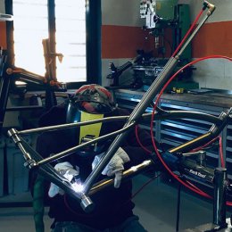 Mika at work on David titanium gravel bike next #happycustomer.